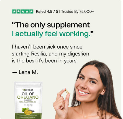 Resilia® Softgels with Black Seed Oil 6000mg – Organic Oregano Oil Capsules for Immune & Digestive Support – Non-GMO, Gluten-Free Softgels – Natural Herbal Wellness Supplement (60 Count)